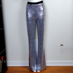 BB Dakota silver sequin flare leg pants